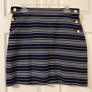 LOFT Navy and White Mini Skirt